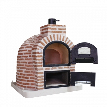 DOUBLE CHAMBER WOOD-FIRED OVEN WITH STOVETOP, FINISHED IN RUSTIC MUDEJAR BRICK