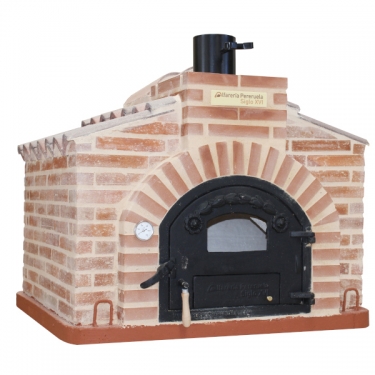 HORNO DE LEA TIPO CASETA ACABADO EN LADRILLO ROJO