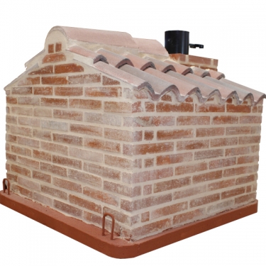 HORNO DE LEA TIPO CASETA ACABADO EN LADRILLO ROJO